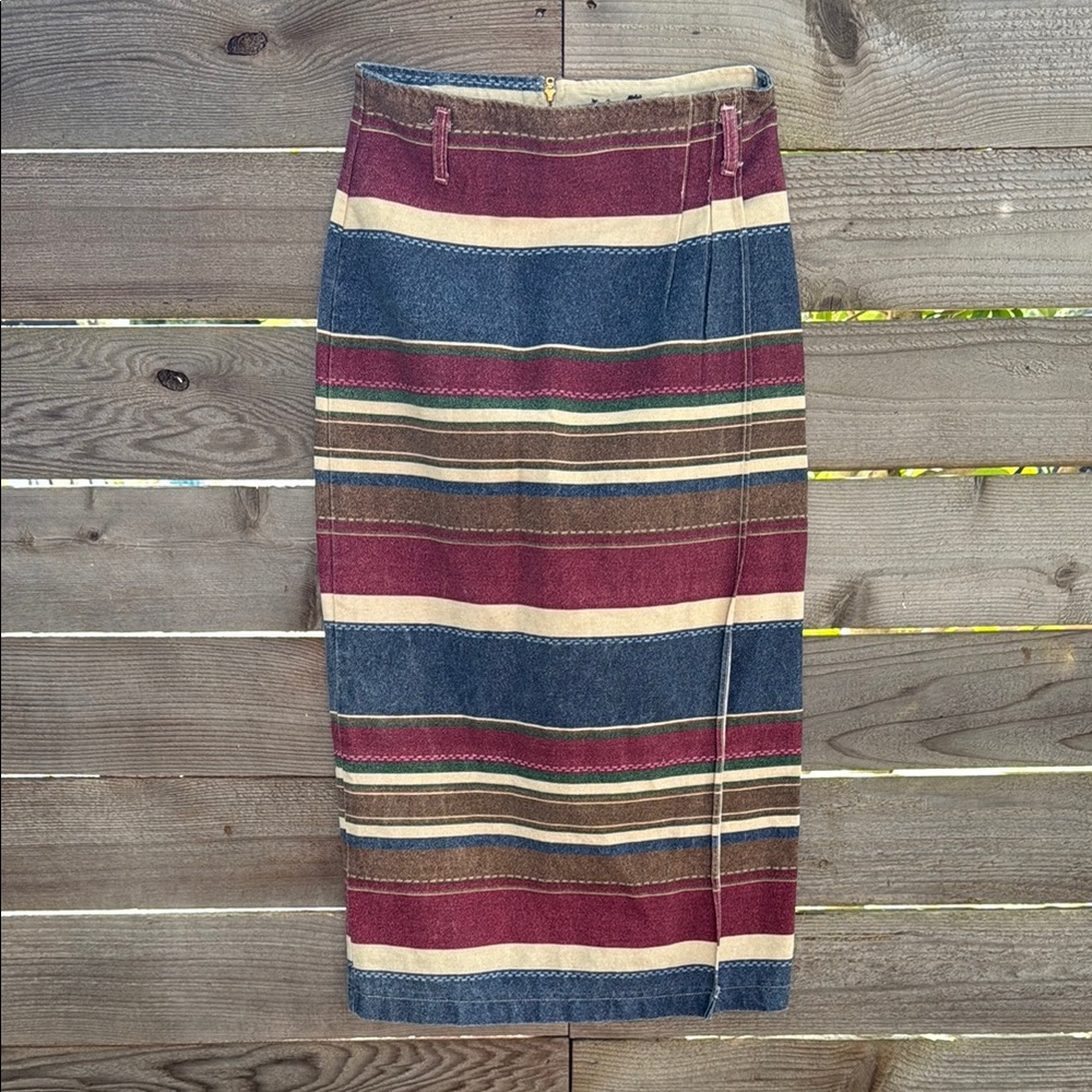 Vintage BeBop Striped Denim Wrap Skirt